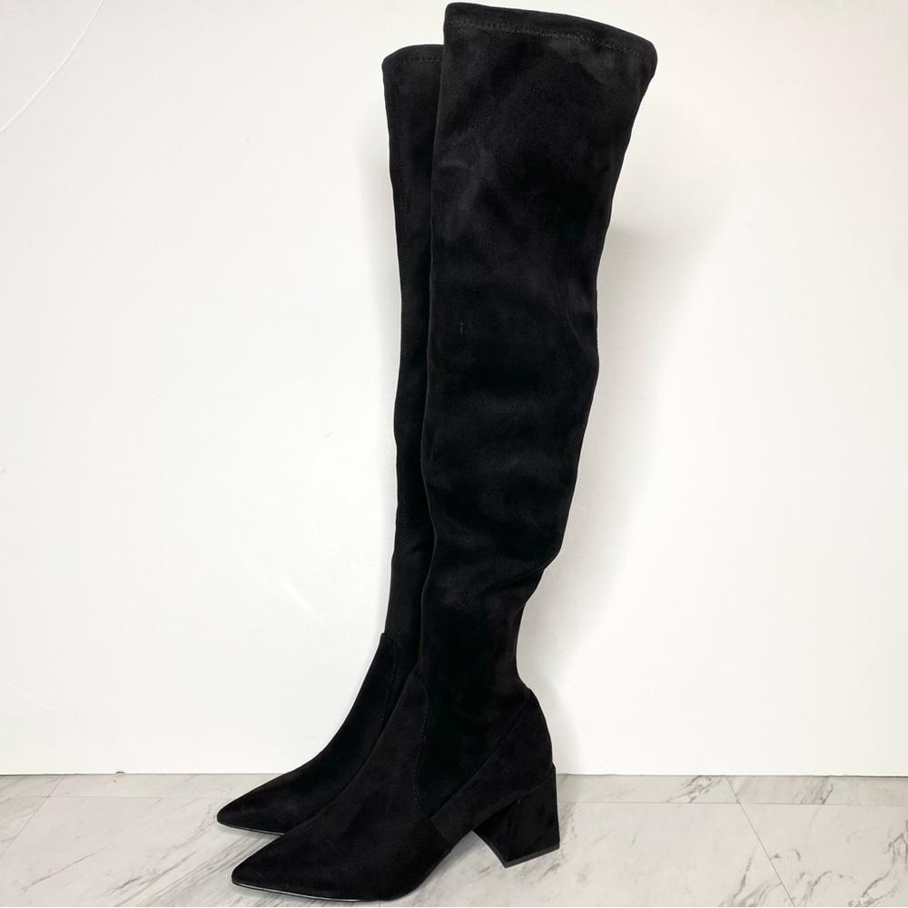 New! Steve Madden Shari Black Faux Suede Over The Knee Boot 7 1/2